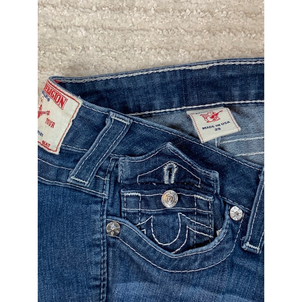 True Religion Becky Bootcut Jeans Dark Wash Low Rise Horseshoe Flap Pocket 27 - Picture 16 of 16